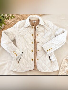 crown & ivy Quilted Cream Jacket with Gold Buttons